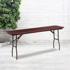 Flash Furniture Frankie 6' Mahogany Melamine Laminate Folding Training and Event Table, Rectangular Folding Training Table, Brown