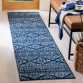 SAFAVIEH Tulum Collection Runner Rug - 2 x 9, Navy & Ivory, Moroccan Boho Tribal Design, Non-Shedding & Easy Care, Ideal for H