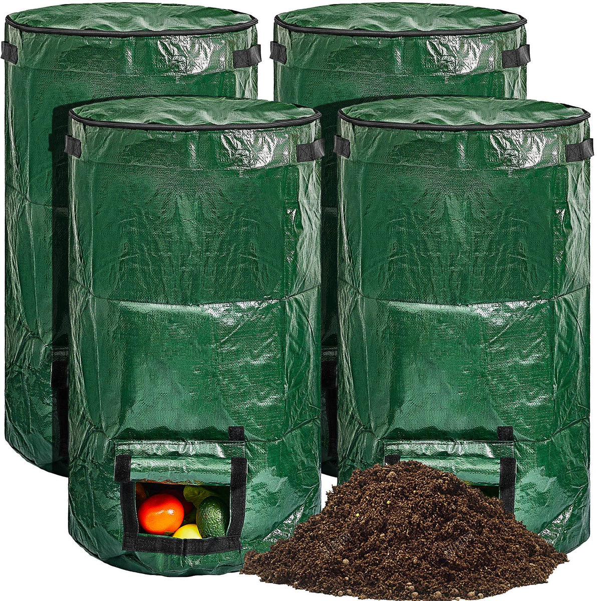 Ctosree 4 Pack 34 Gallon Compost Bins Outdoor Reusable Yard Waste Lawn Bags