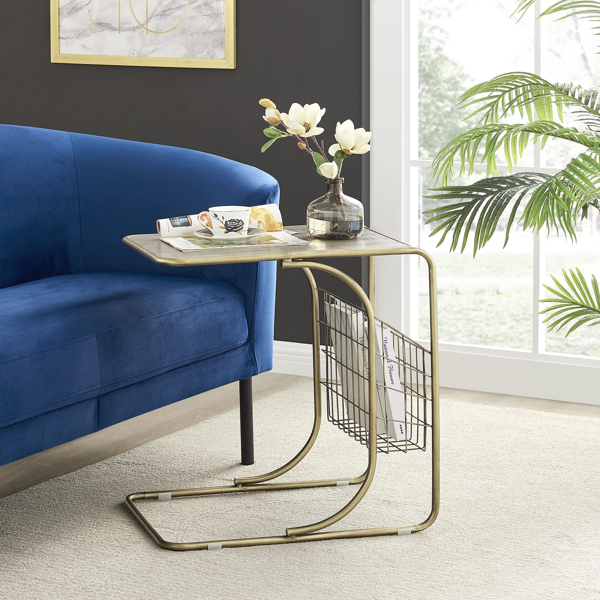 New Pacific Direct Zaire Faux Shagreen C, Chronicle Gray Side/End Table