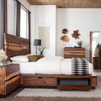 Coaster Home Furnishings Winslow Farmhouse Wood Eastern King Size Storage Panel Bed Frame Platform Bed 54-inch Headboard Smokey Walnut 223250SKE