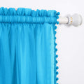 Elegant Comfort Semi-Sheer Pom Pom Tassels Curtains - 2 Panels Set - with 2inch Rod Pocket - Solid Sheer Curtain Drapes for Livi