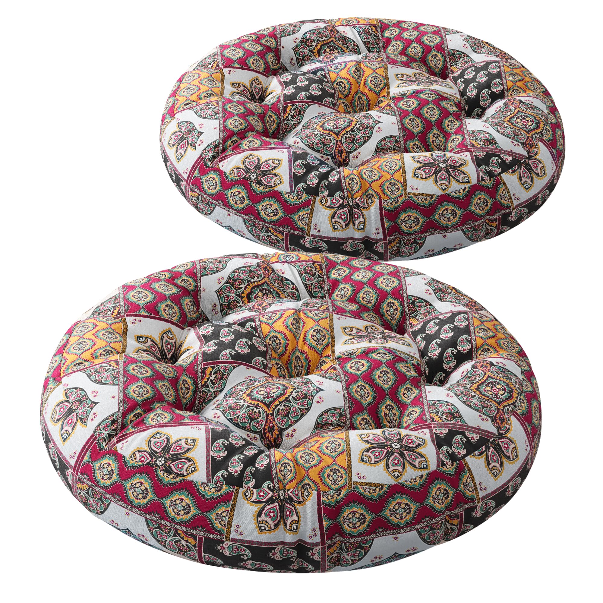Codi 2Pcs Round Meditation Floor Cushions, Large Pillow Sitting For Adults And Kids, Bohemian Seats For Reading Yoga Living Room