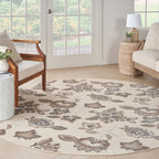 Nourison Aloha Indoor-Outdoor Beige 7’10” X Round Area Rug, Easy Cleaning, Non Shedding, Bed Room, Living Room, Dining Room, Backyard, Deck, Patio (8 Round)