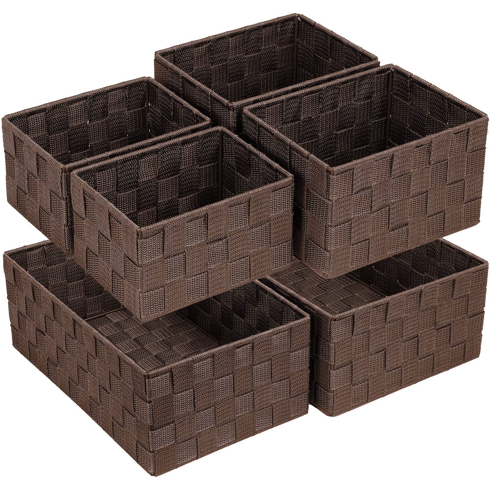 Posprica Woven Storage Baskets for Organizing 6 Pack, Large&Small Storage Cube Bins Set for Bathroom, Storage Boxes Container fo