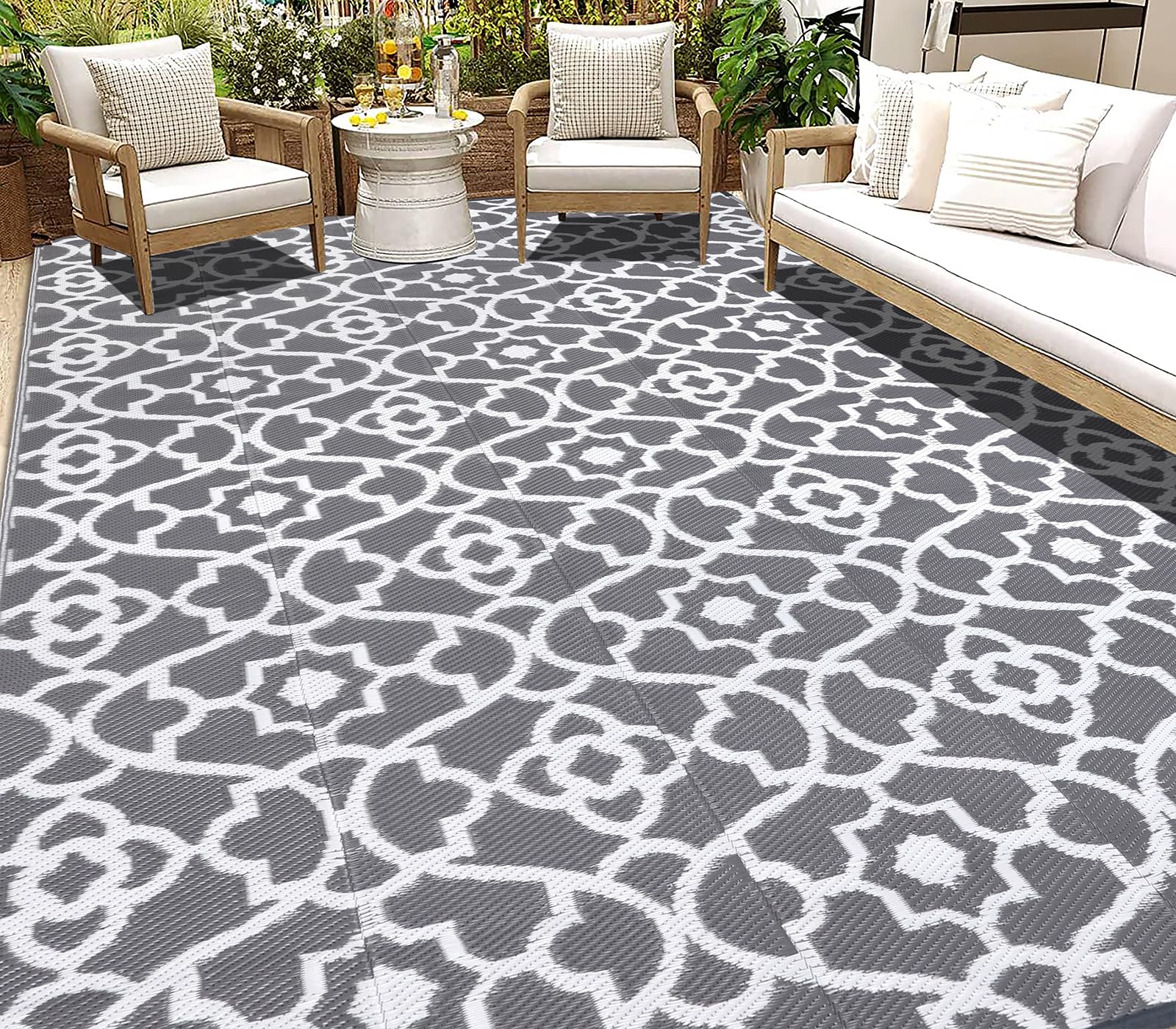 Hebe Outdoor Rug 9 'X12 ' For Patios Waterproof Clearance Reversible Patio Mat Plastic Straw Rug Rv Camping Mat Outside Area Rug
