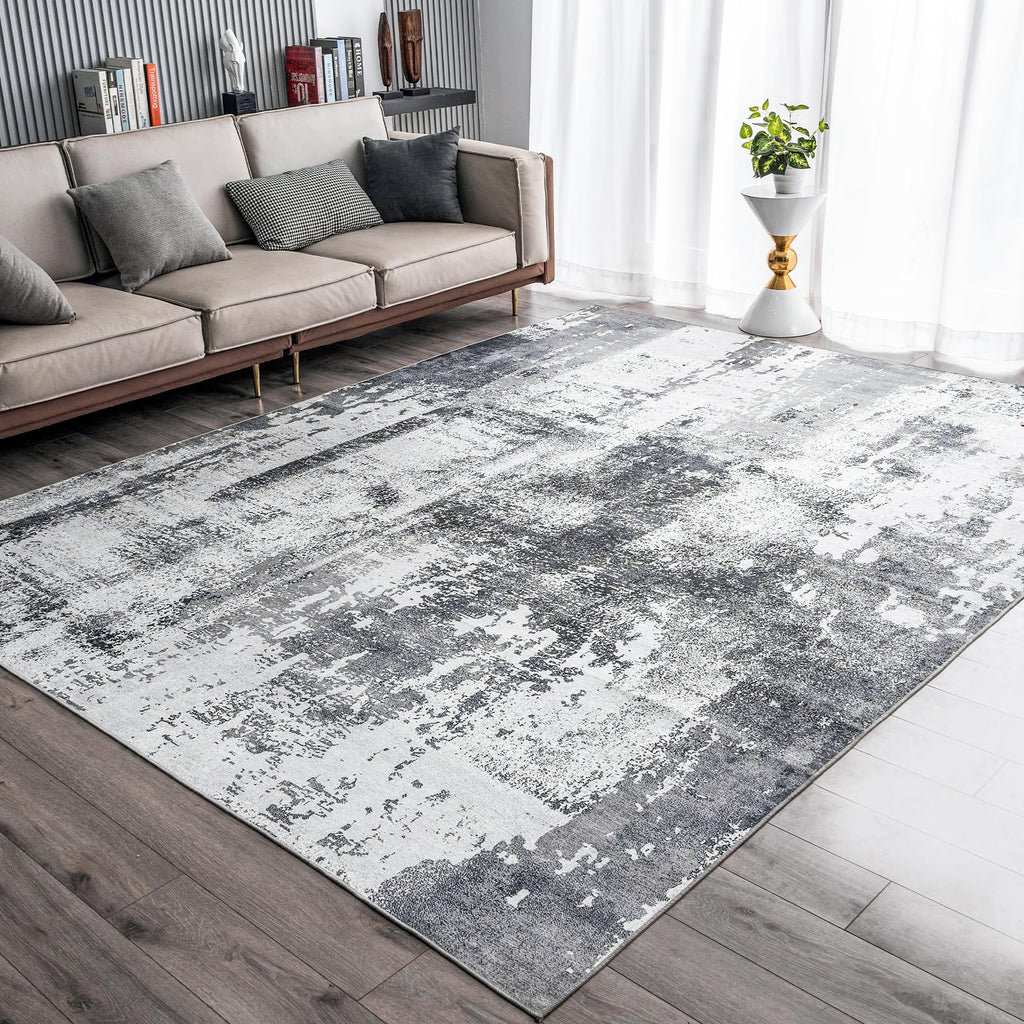 Omerai Washable Rug 6'X9' Abstract Machine Washable Rugs Ultra-Thin Area Rugs For Living Room Non Slip Stain Resistant Modern Ca