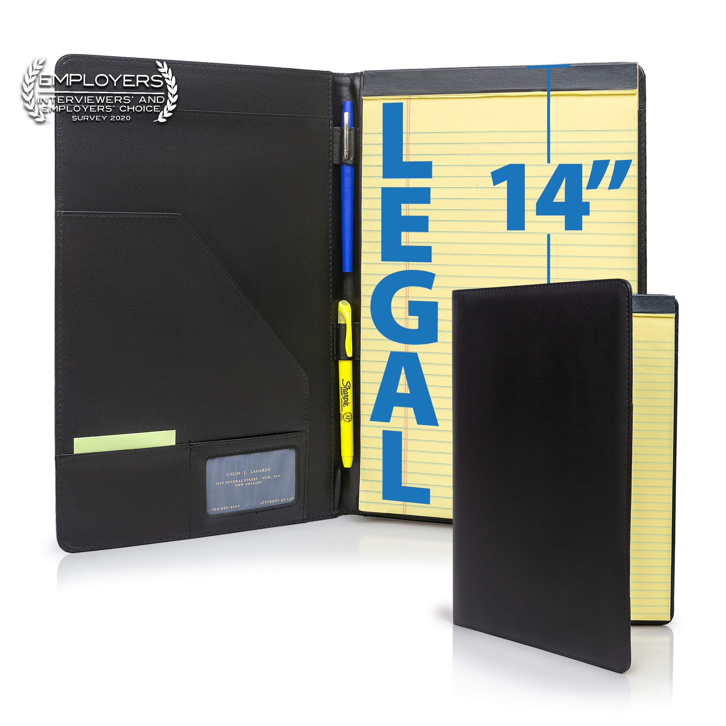 Stradfield Padfolio, 8.5 X 14 Inch Full Legal Size, Job Interview Portfolio Folder