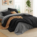 Bedsure Queen Comforter Set - 7 Pieces Black Queen Bedding Set For All Seasons, Boho Contrasting Design Bed In A Bag With Comforter, Sheets, Pillowcases & Shams