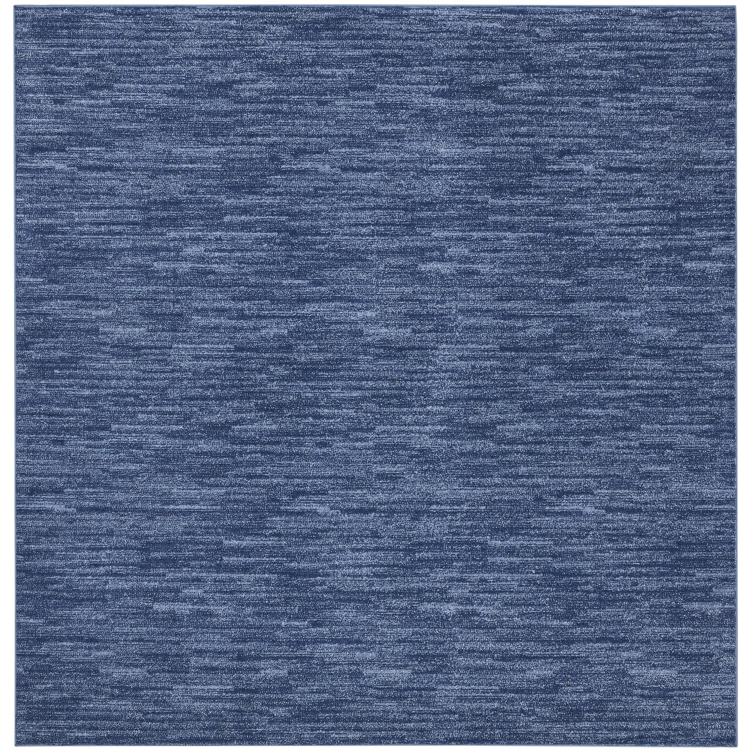 Nourison Essentials Indoor/Outdoor Navy Blue 7' X Square Area-Rug,Easy-Cleaning, Non Shedding, Bed Room, Living Room, Dining Room, Backyard, Deck, Patio (7 Square)