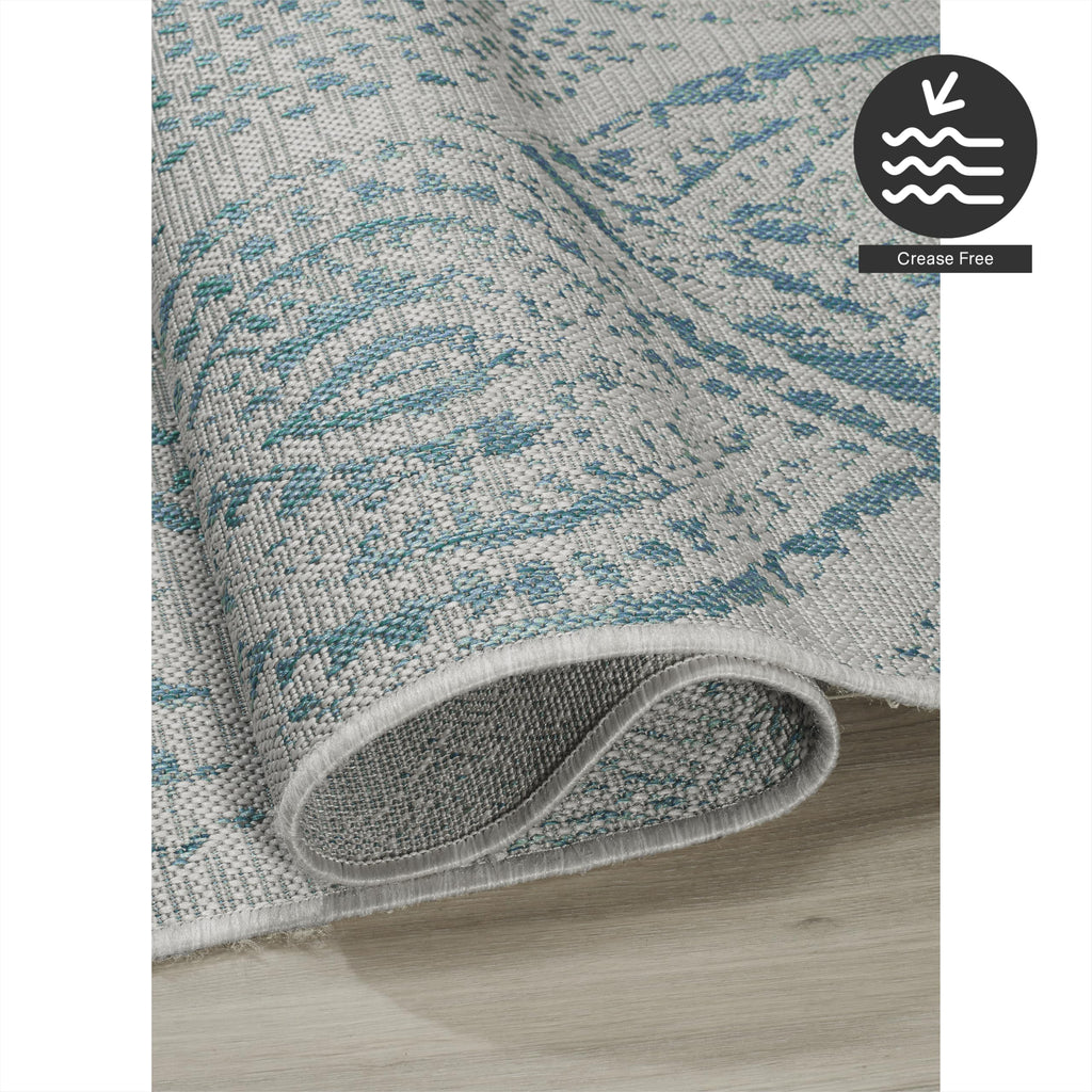 Fh Home Flat Woven Outdoor Rug - Waterproof, Easy To Clean, Stain Resistant - Premium Polypropylene Yarn - Distressed Farmhouse