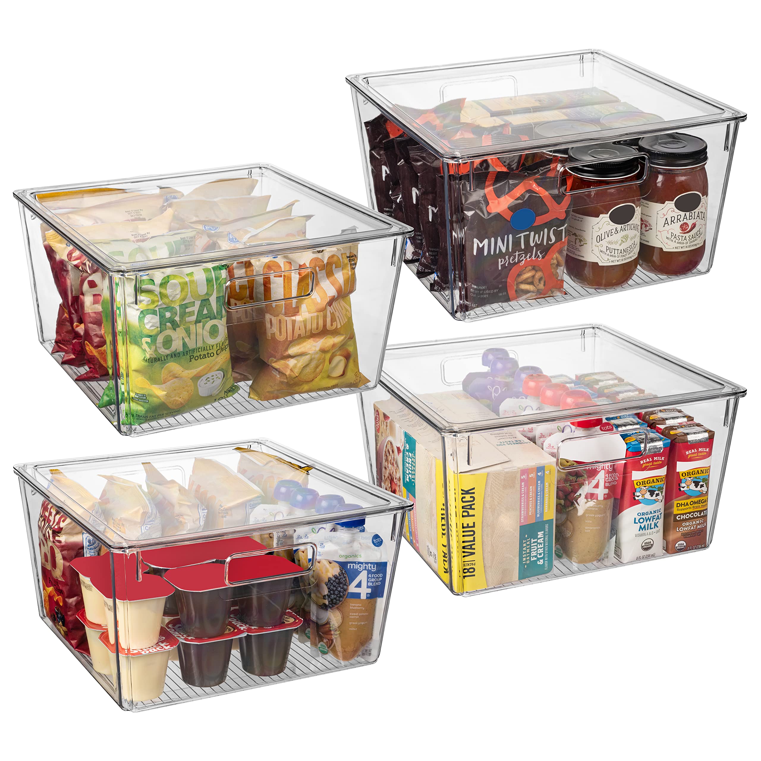 CLEARSPACE Plastic Storage Bins with Lids XL - Perfect Kitchen Organization or Pantry Storage - Fridge Organizer, Pantry Organiz