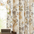 Jinchan Linen Curtains For Living Room 84 Inches Long Tropical Leaf Print Botanical Curtains Flax Farmhouse Country Curtains Rod