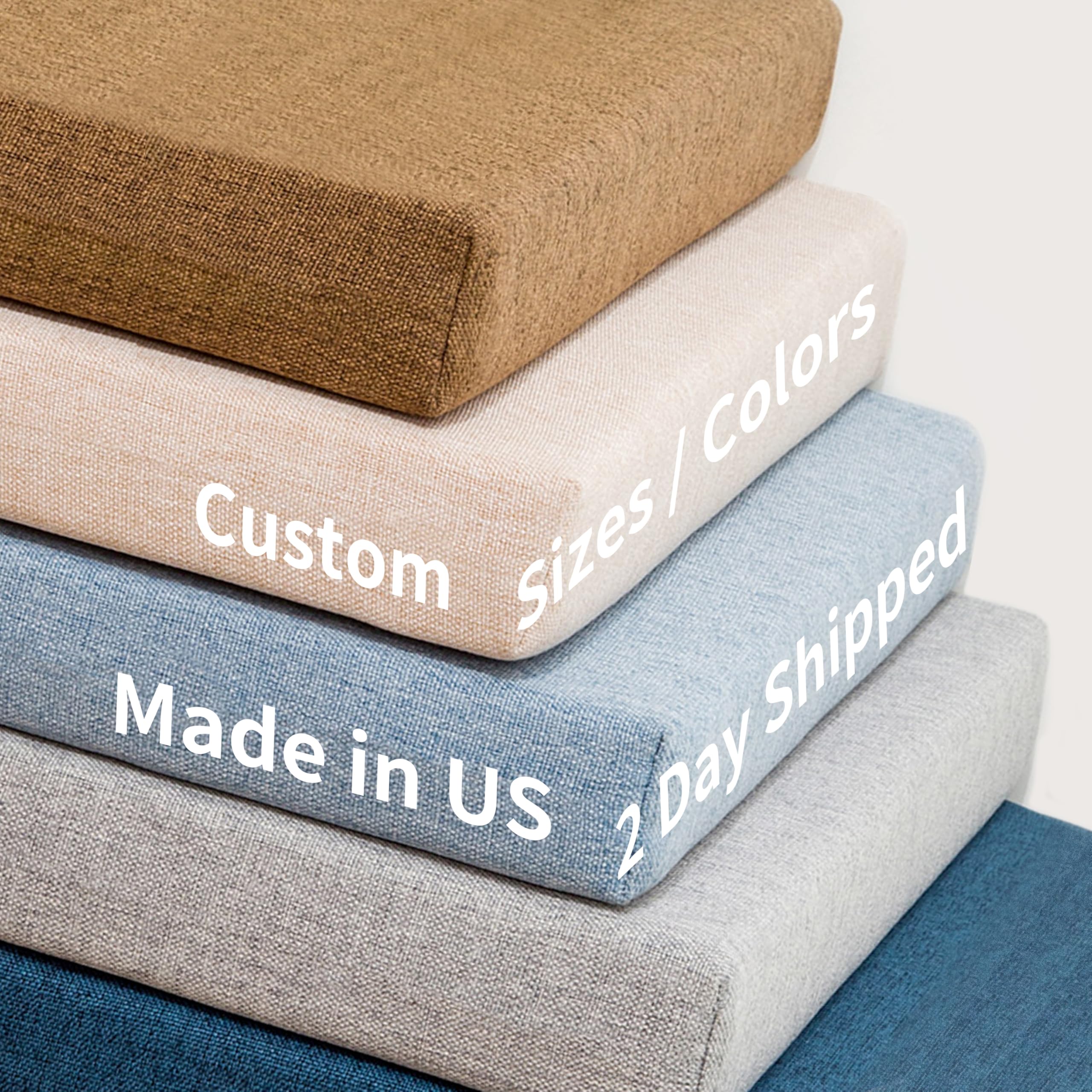 Colourtree Custom Size Bench Cushion For Indoor/Outdoor Patio Furniture/Chair/Window Seat, Premium 70D Foam (Custom Sizes/Colors