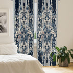 Ambesonne Victorian Curtains, Cold Tone Lace Pattern With Floral Curlicue Leaves Baroque Tile Art, Window Treatments 2 Panel Set