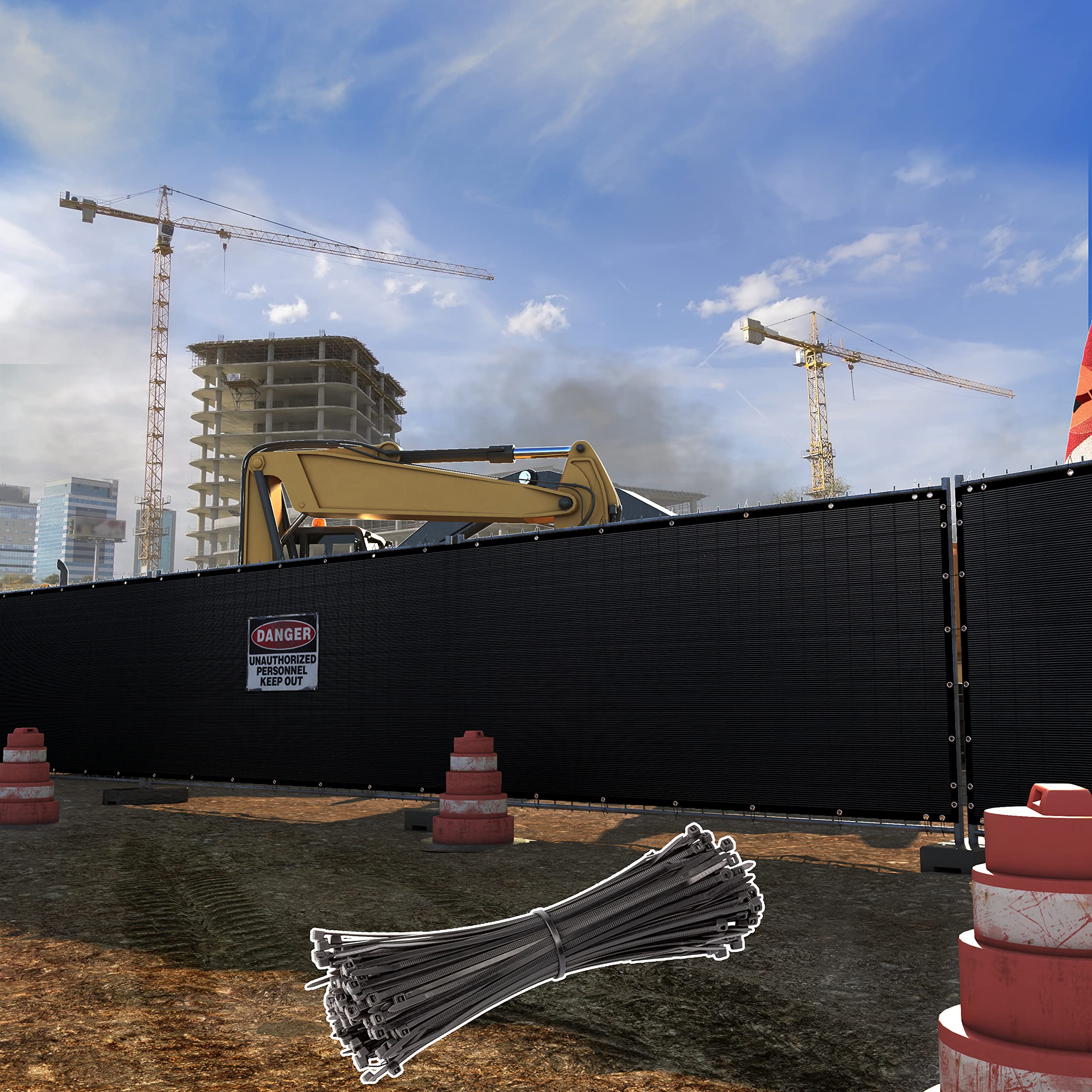 Shademart 6' X 70' Black Fence Privacy Screen Windscreen Shade Fabric Cloth Hdpe, 90% Visibility Blockage, With Grommets, Heavy