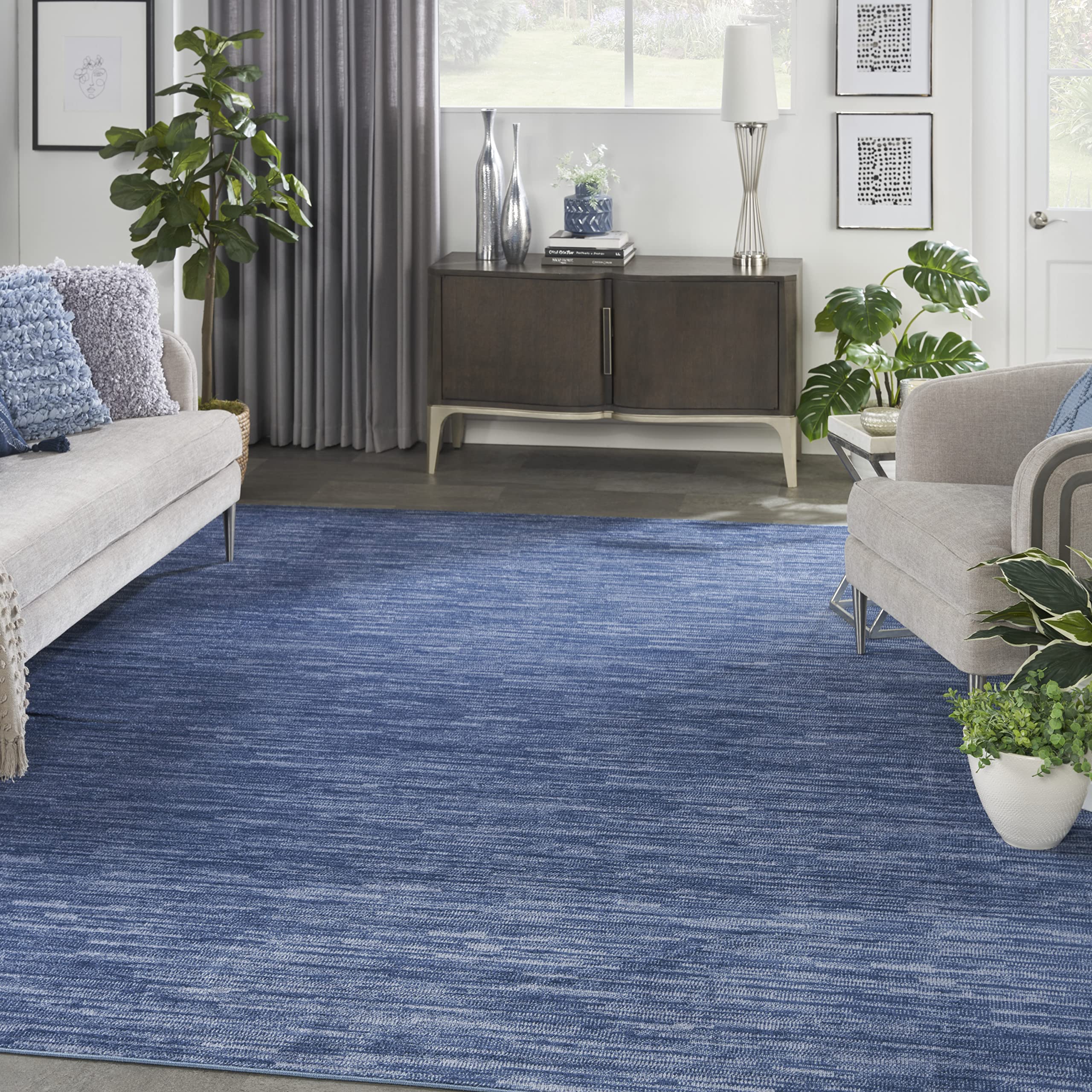 Nourison Essentials Indoor/Outdoor Navy Blue 12' X 15' Area-Rug, Easy-Cleaning, Non Shedding, Bed Room, Living Room, Dining Room, Backyard, Deck, Patio (12X15)