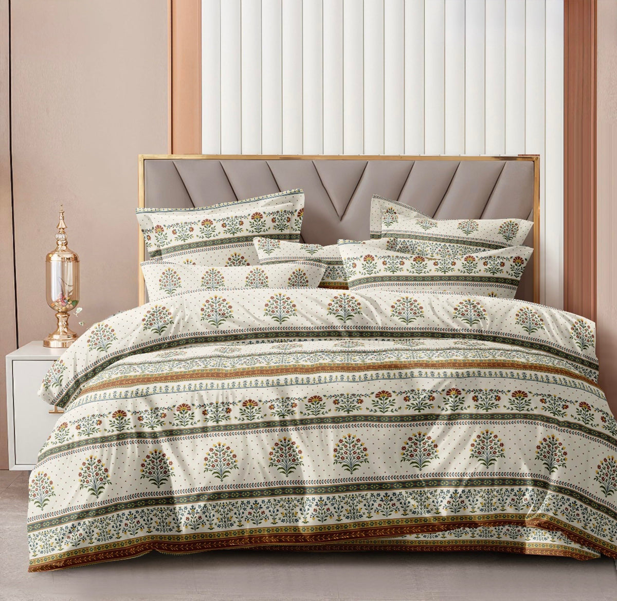 Ab Home Decor 350TC Glace Cotton Comforter Set Double Bed King Size with 1 Bedsheet Flat and 2 Pillow Covers AC Quilt/Blanket/Du