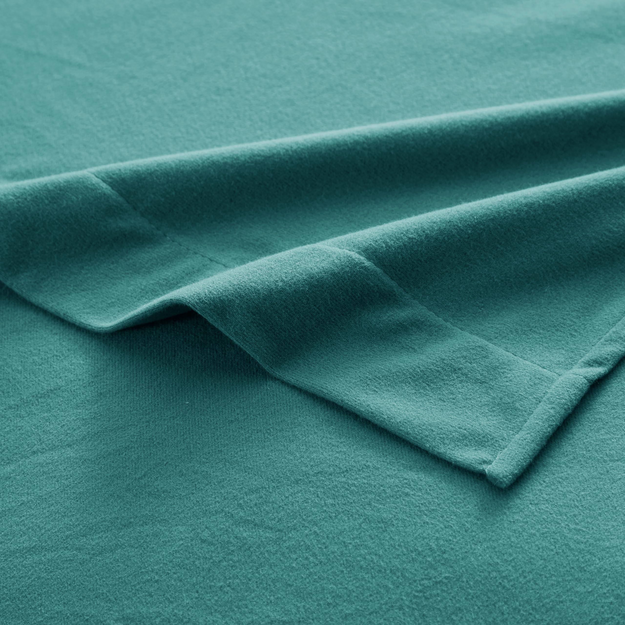 Flannel Sheets Twin Warm And Cozy Deep Pocket Breathable All Season Bedding Set With Fitted With Full Elastic & Built In Corner Sheet Straps, Flat And Pillowcases, Twin, Teal