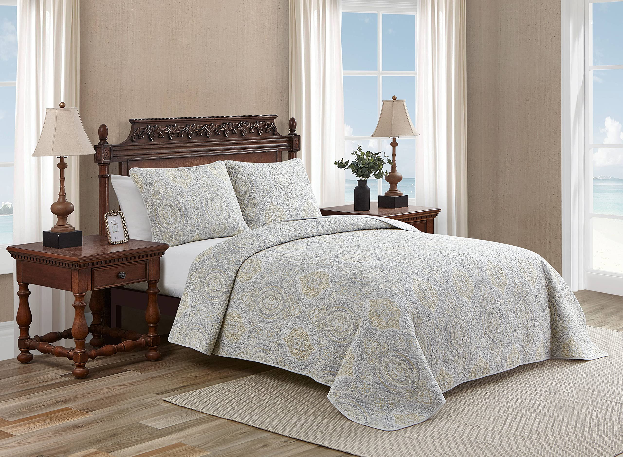 Tommy Bahama - Queen Quilt Set, Reversible Cotton Bedding with Matching Shams, Coastal Bedspread, Super Soft Bedding Set (Turtle