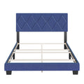 Boyd Sleep Diamond Upholstered Platform Bed with Headboard and Durable Mattress Foundation with Strong 4 Wood Slat Supports, Box Spring Required: Queen, Blue