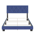Boyd Sleep Diamond Upholstered Platform Bed with Headboard and Durable Mattress Foundation with Strong 4 Wood Slat Supports, Box Spring Required: Queen, Blue