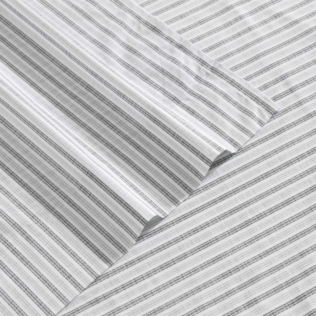 Eddie Bauer - Twin Sheet Set, Cotton Percale Bedding Set, Super Soft And Cozy Home Decor, Oeko-Tex Certified (Ticking Stripe Grey, Twin)