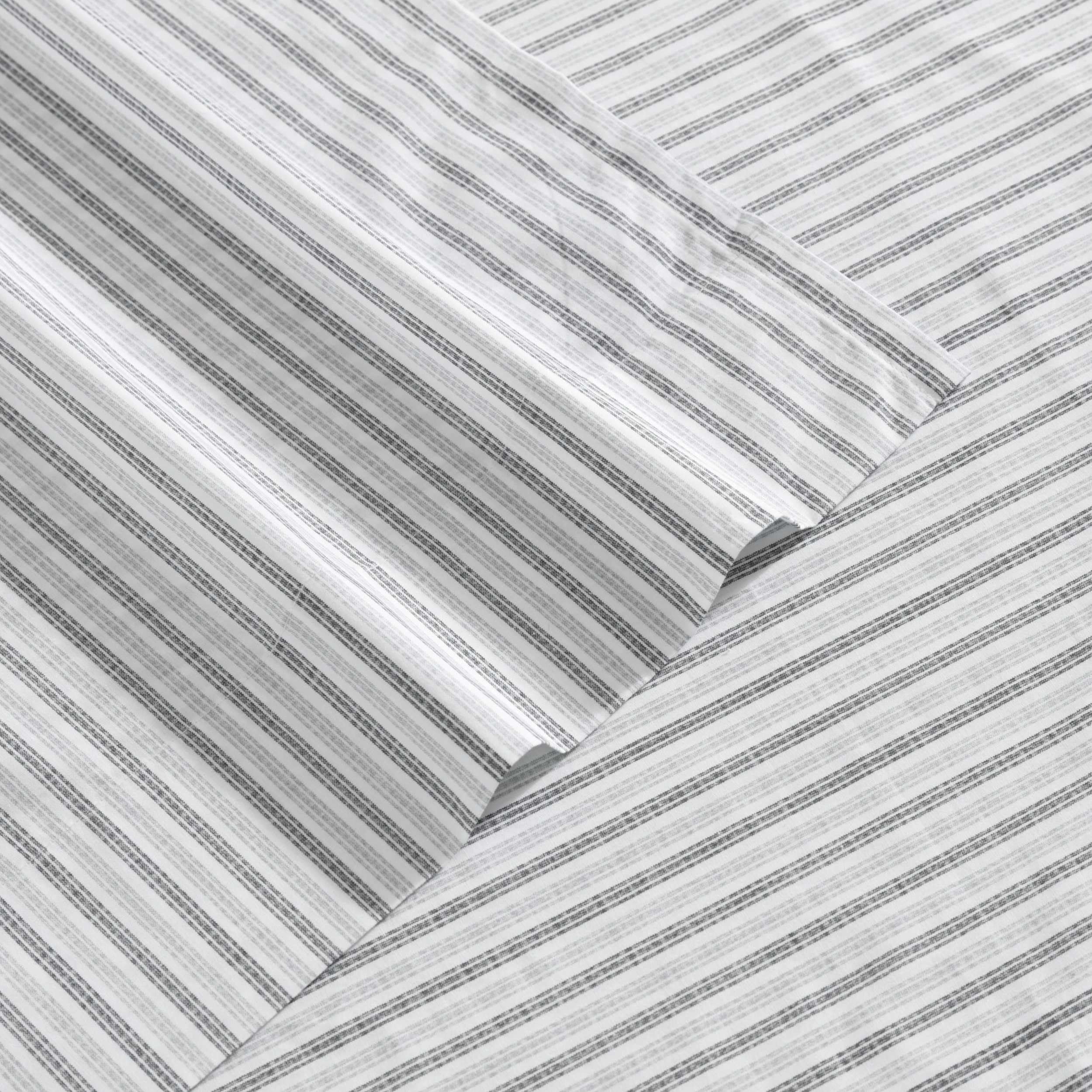 Eddie Bauer - Twin Sheet Set, Cotton Percale Bedding Set, Super Soft And Cozy Home Decor, Oeko-Tex Certified (Ticking Stripe Grey, Twin)