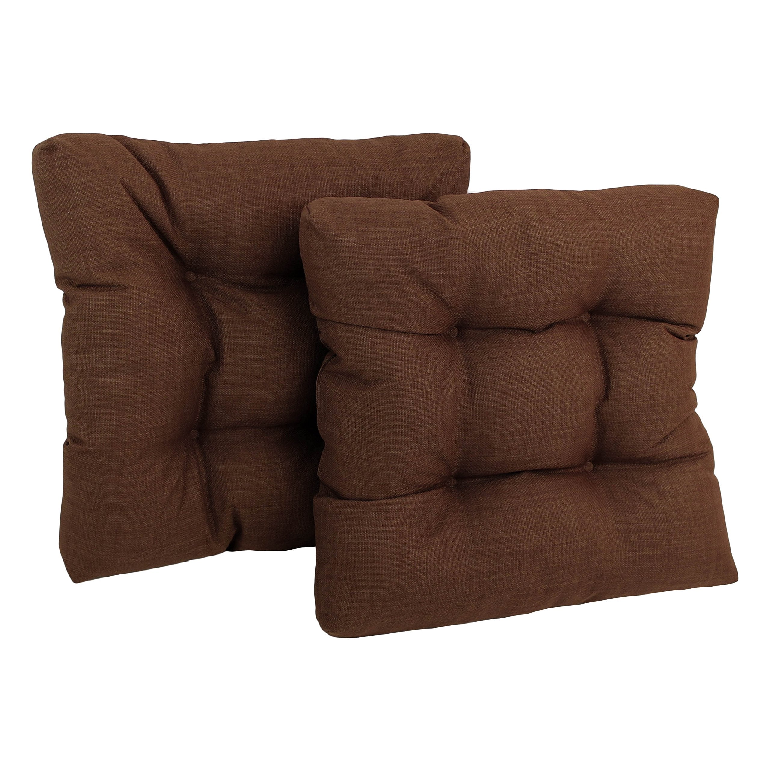 Blazing Needles Indoor/Outdoor Square Tufted Chair Cushion, 19 x 19, Cocoa 2 Count