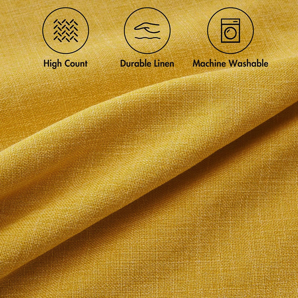 Miulee Pack Of 2 Decorative Throw Pillow Covers Farmhouse Linen Burlap Square Solid Throw Cushion Cover Pillowcase For Sofa Couch 20X20 Inch 50X50 Cm Bright Yellow