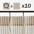 Limon Home Short Curtains 30 Inch Length For Boho Kitchen Window,Beige Printed Striped Semi Sheer Curtains,Rv Curtains For Campe