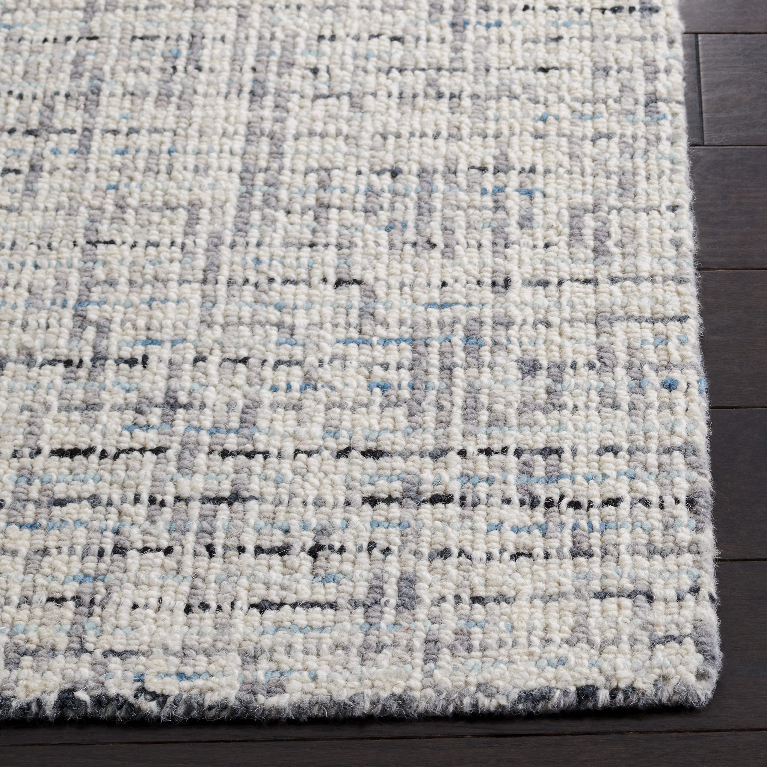 Safavieh Abstract Collection Area Rug - 10' X 14', Grey & Ivory, Handmade Wool, Ideal For High Traffic Areas In Living Room, Bed