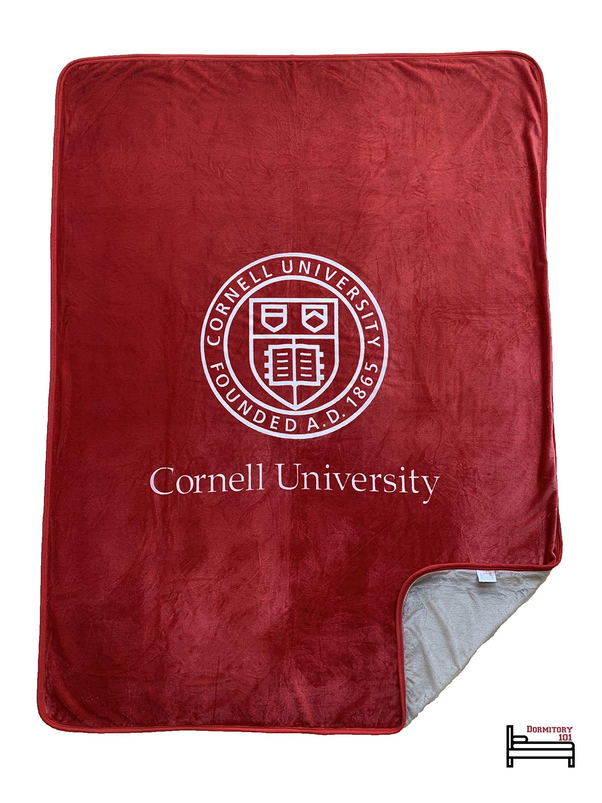 Dormitory 101 Cornell U Premium Plush Fleece Blanket - X Large 60'X80'. Fits Queen Or Twin Xl Beds. Winter Holiday Graduation