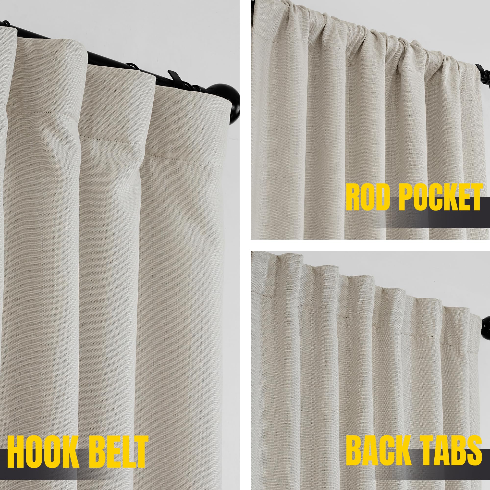 Hpd Half Price Drapes Faux Linen Room Darkening Curtains - 96 Inches Long Luxury Linen Curtains For Bedroom & Living Room (1 Pan