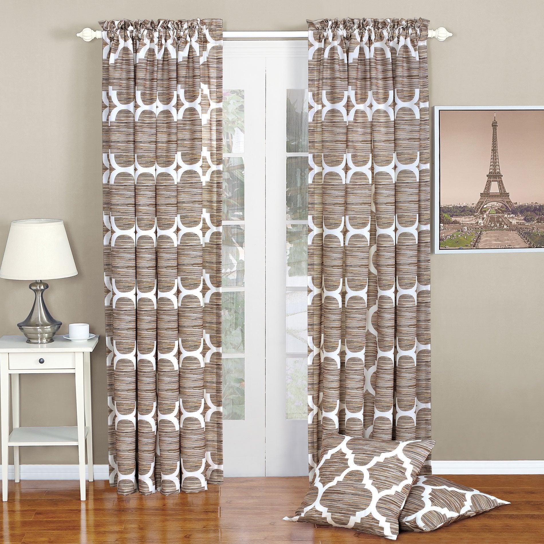 Home Soft Things Honor Printed Curtain and Pillow Cover Set, 70 x 84, Wind Chime, Ogee Curtain Set of 2 Panels Plus 20 x 20 Pill
