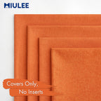 Miulee Pack Of 4 Decorative Outdoor Throw Pillow Covers Linen Waterproof Pillow Covers Farmhouse Cushion Cases For Patio Garden Tent Balcony Couch Sofa 16X16 Inch Bright Orange
