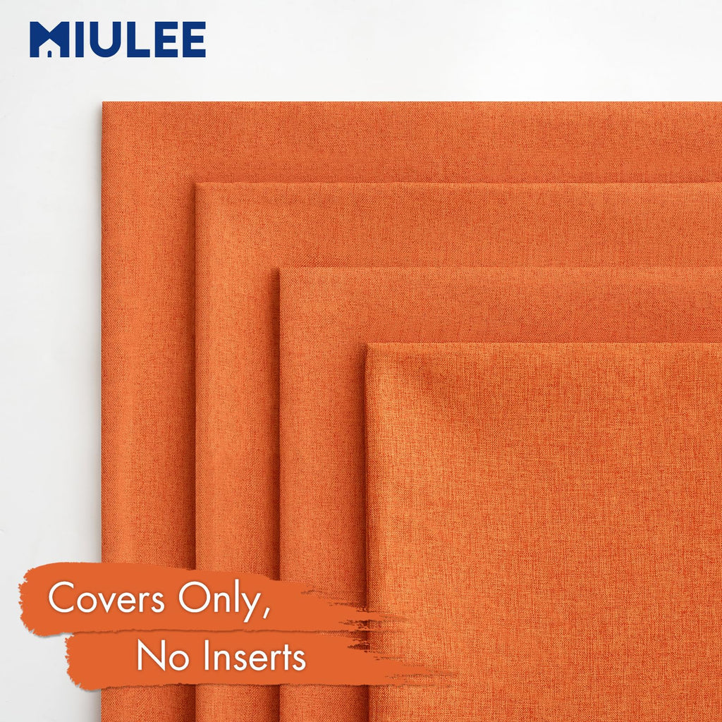 Miulee Pack Of 4 Decorative Outdoor Throw Pillow Covers Linen Waterproof Pillow Covers Farmhouse Cushion Cases For Patio Garden Tent Balcony Couch Sofa 18X18 Inch Bright Orange
