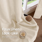Bgment Faux Linen Curtains 90 Inches Long Set Of 2 Panels, Living Room Long Curtains Burlap Textured Thick Light Filtering Privacy Grommet Window Treatments, 52 X 90 Inch, Light Beige