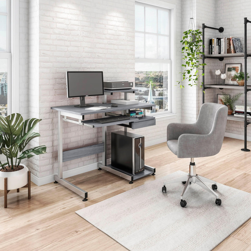 Techni Mobili Complete Computer Workstation Desk, Gray, 37.75" W X 22" D X 35" H,Grey