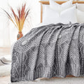 Jinchan Boho 100% Cotton Blanket Muslin Lightweight Queen Size Throw Blanket For Couch Soft Cozy All Season Blanket 3-Layer Thro