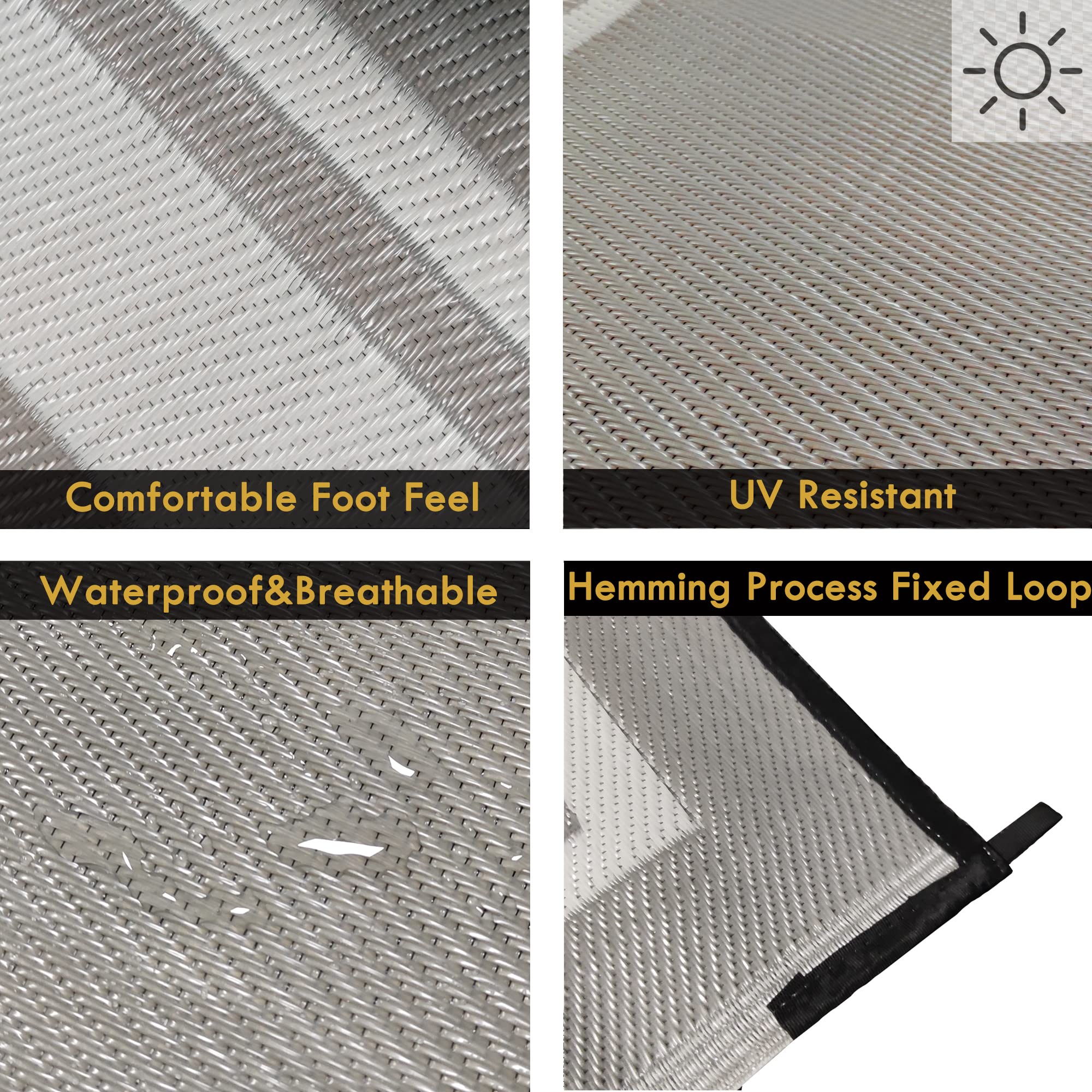 Rurality Outdoor Rugs 6X9 Waterproof For Patios Clearance,Plastic Straw Mats For Backyard,Porch,Deck,Balcony,Reversible,Geometric