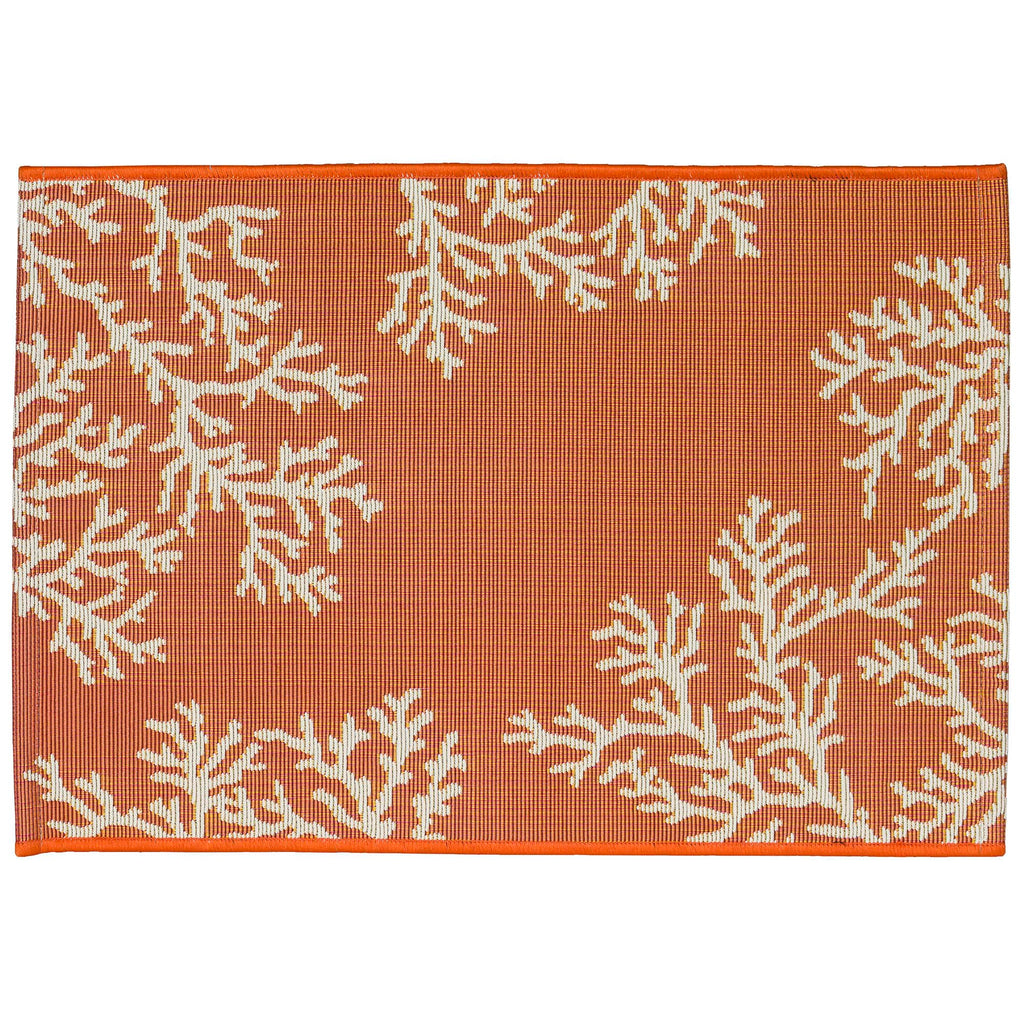 Liora Manne Esencia Machine Washable Non-Slip Low Profile Indoor/Outdoor Mat-Transitional, Coastal, Beach, Border, Coral Edge Sunset 2' X 2'10'