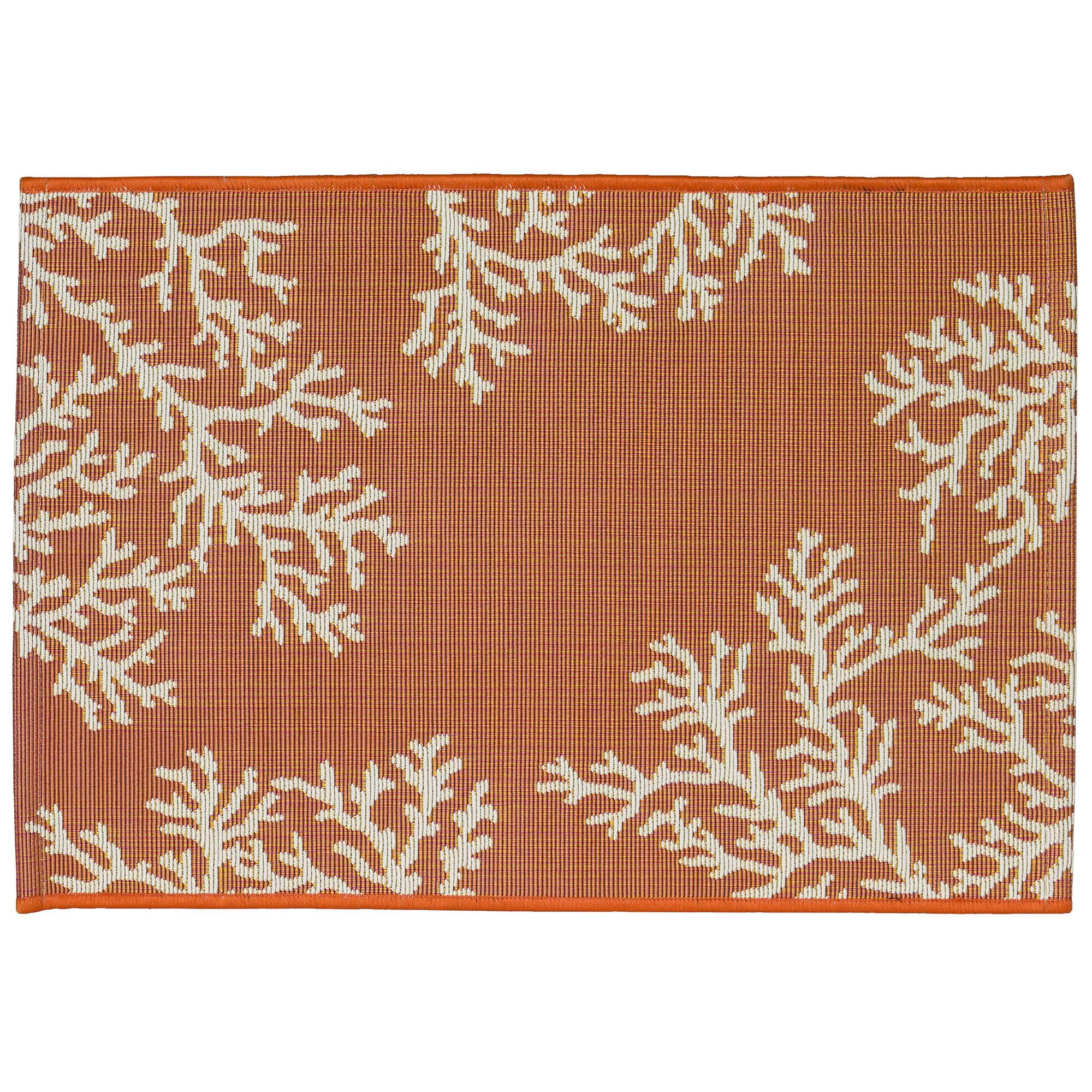 Liora Manne Esencia Machine Washable Non-Slip Low Profile Indoor/Outdoor Mat-Transitional, Coastal, Beach, Border, Coral Edge Sunset 2' X 2'10'