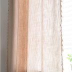 Sutuo Home Boho Curtains 102 Inches For Bedroom Dining Room, Semi Blackout Linen Farmhouse Tassel Window Treatment Bohemian Embroidery Striped Drape, Rod Pocket 1 Panel 52' W X 102' L, Coffee Linen