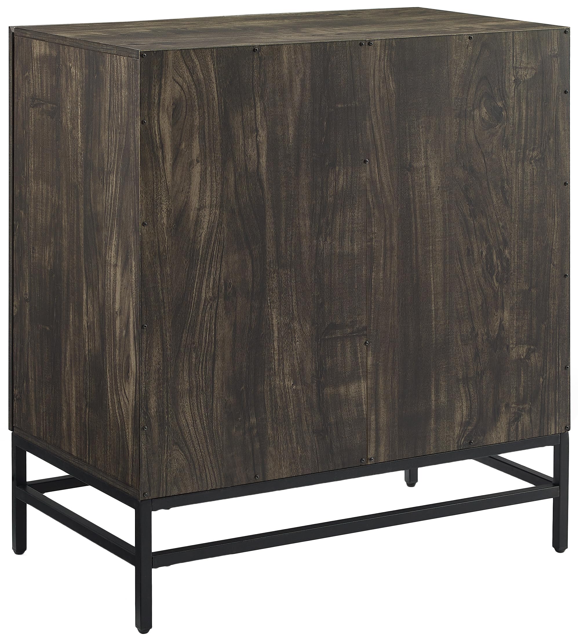 Crosley Furniture Jacobsen Bar Cabinet with Storage Shelves and Wine Rack, Brown Ash/Matte Black