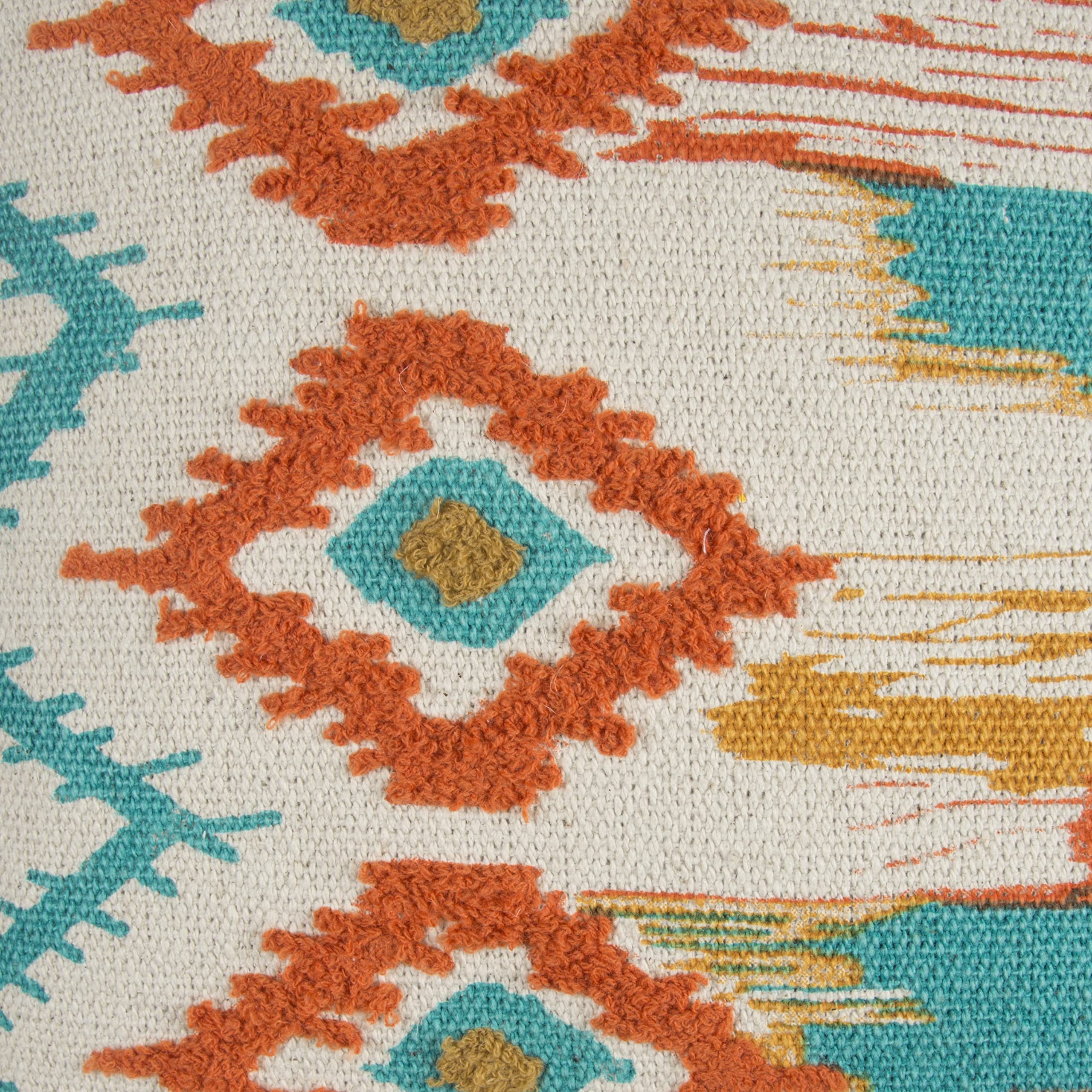 Rizzy Home | T12942 | Poly Fill Decorative Pillow | 20"X20" Orange/Blue/Yellow Stripe