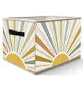 FDHSPAAM Boho Rainbow Sunshine Storage Bins Box with Handles, Abstract Mid Century Modern Minimalist Sun Sunrise Collapsible Fab