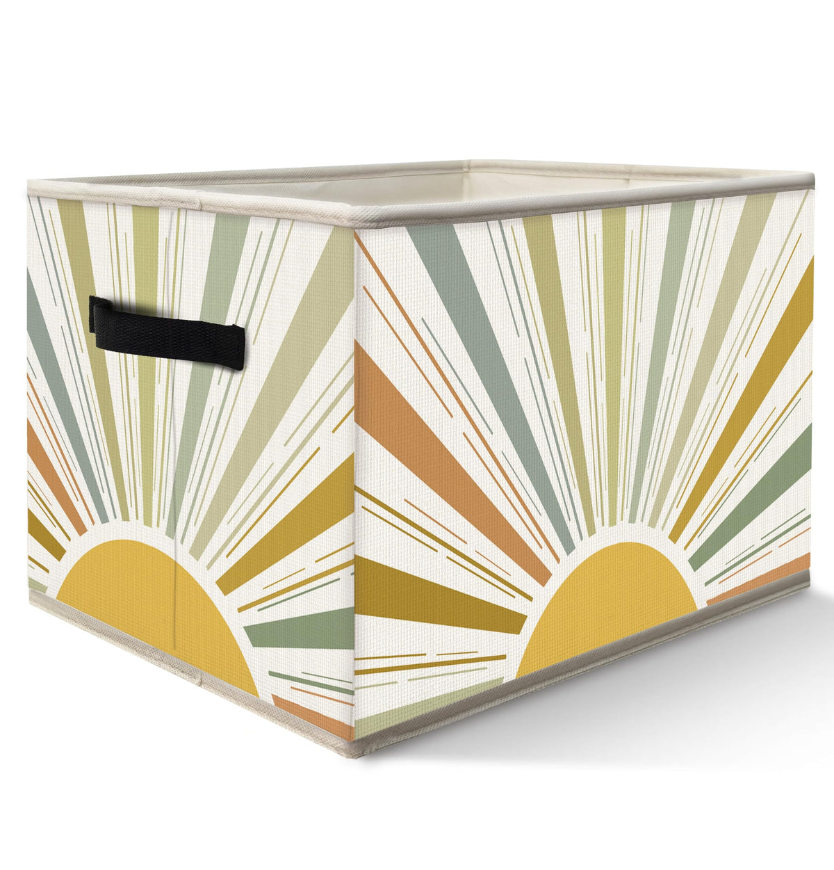 FDHSPAAM Boho Rainbow Sunshine Storage Bins Box with Handles, Abstract Mid Century Modern Minimalist Sun Sunrise Collapsible Fab