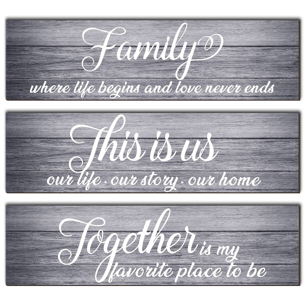 3 Pieces This is Us Sign Rustic Family Home Decor Wooden Sign Together Hanging Wall Decorations for Living Room Kitchen Bedroom 