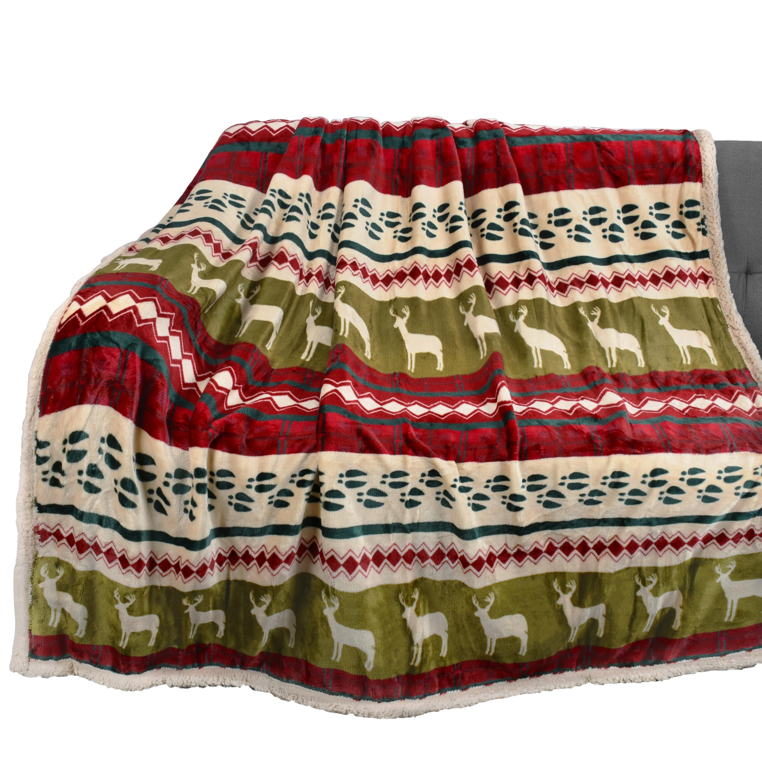 Catalonia Christmas Sherpa Throw Blanket, Xmas Theme Throws, Plush Fleece Couch Blanket |Super Soft, Comfy, Cozy, Fluffy, Warm |